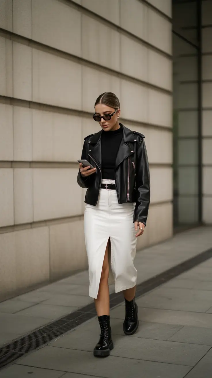 spring transition outfits 2026 Black and White with a Modern Edge