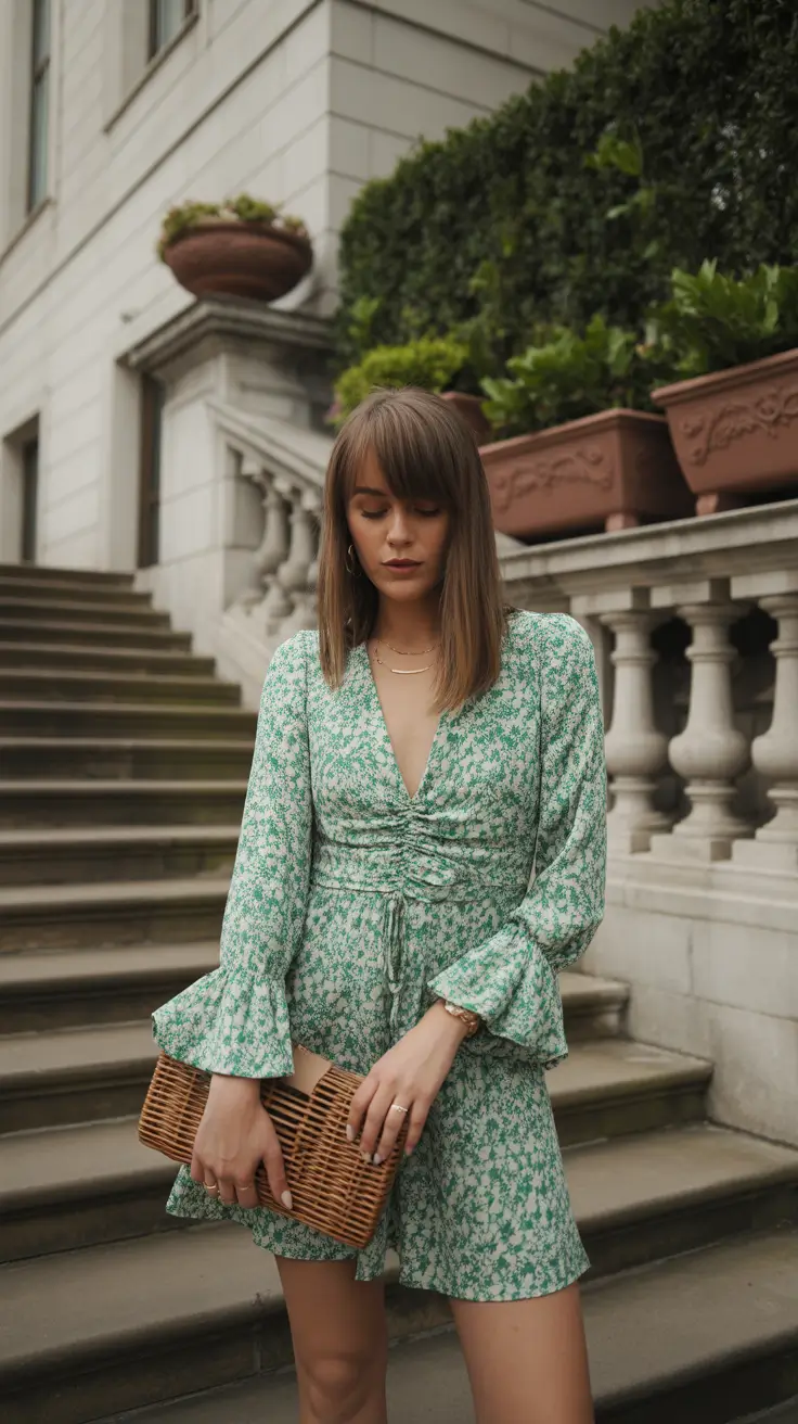 spring wedding guest outfit 2026 Mint Florals for Sweet Outdoor Celebrations