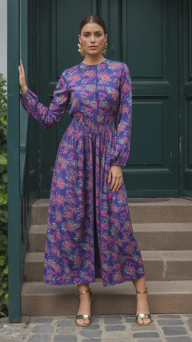 spring wedding guest outfit 2026 Midnight Florals for a Dreamy Spring Evening