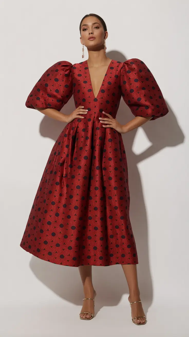 spring wedding guest outfit 2026 Sculptural Volume for a Modern Retro Romance