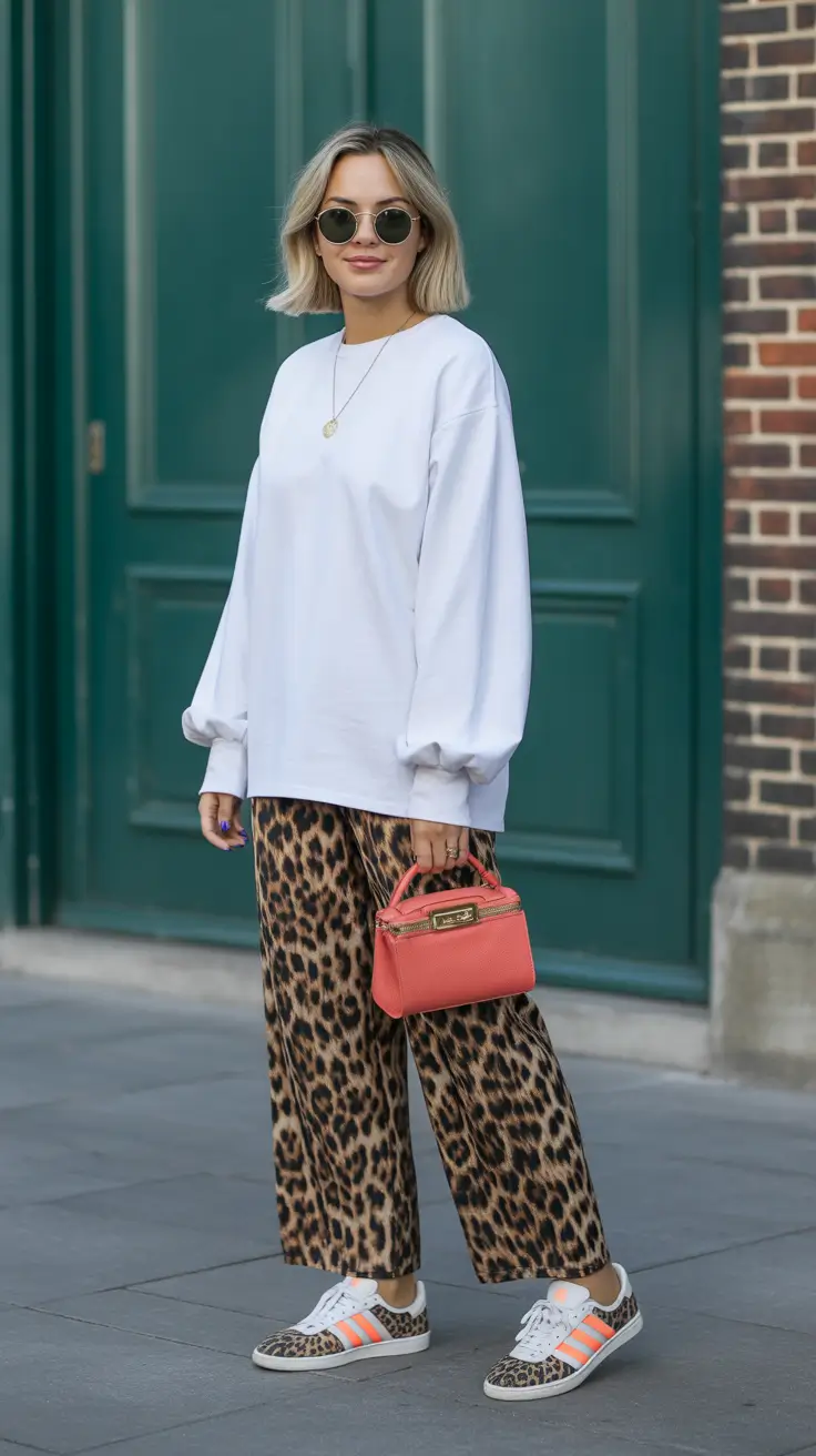 winter to spring outfits 2026 Leopard Ease and Sporty Street-Style Energy