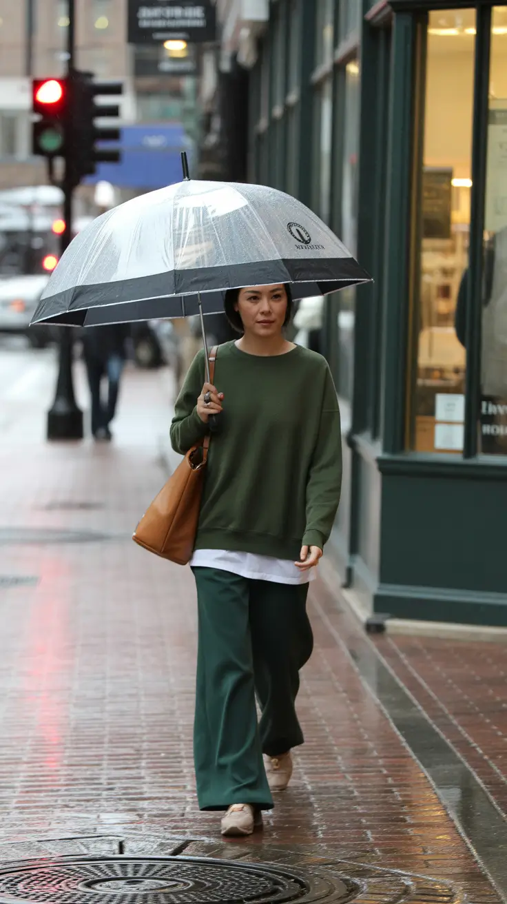 rainy spring outfits 2026 - Relaxed Greens for Everyday Errands