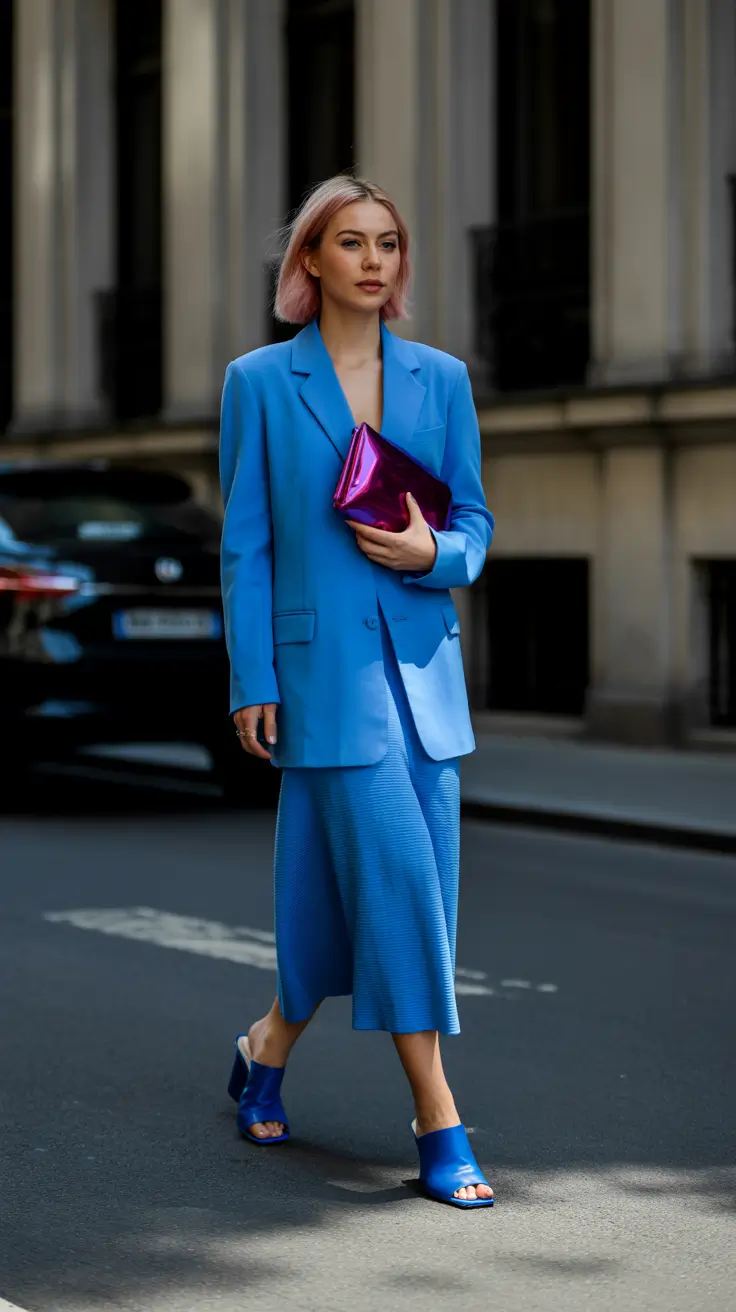 rainy spring outfits 2026 - Electric Blues for Sleek Spring Elegance