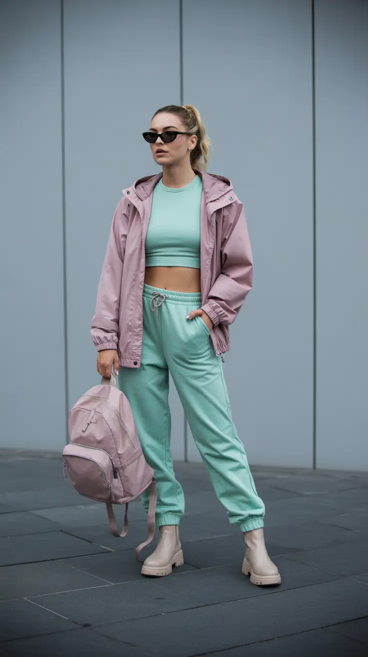 rainy spring outfits 2026 - Soft Pastels for Sporty Rainproof Comfort