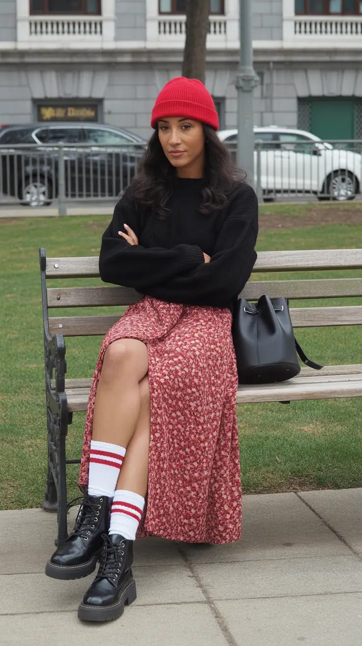 rainy spring outfits 2026 - Edgy Florals with Sporty Details