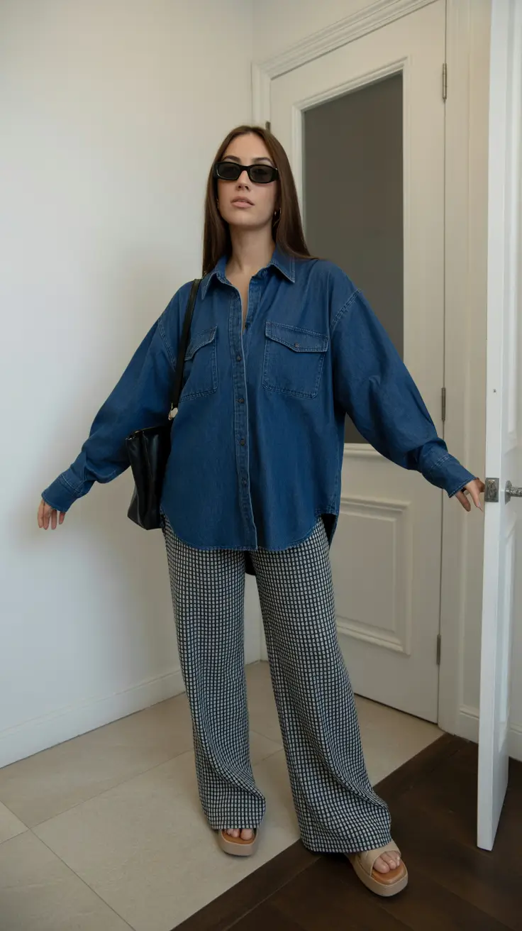 stylish spring outfit for saturday 2026 Monochrome Denim with Minimalist Confidence