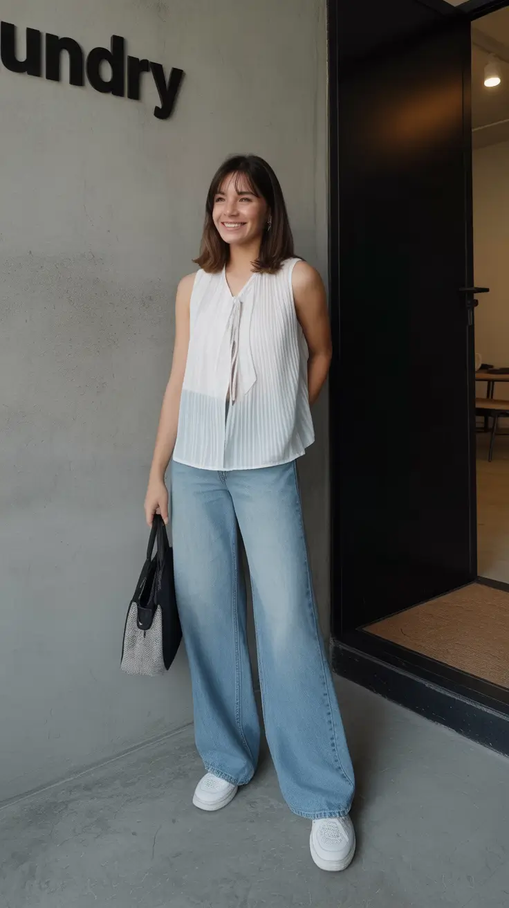 stylish spring outfit for saturday 2026 Light Denim and Airy Whites for a Breezy Saturday