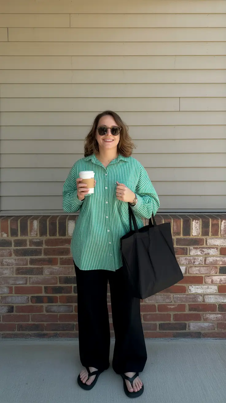 stylish spring outfit for saturday 2026 Striped Ease for Slow Weekend Mornings