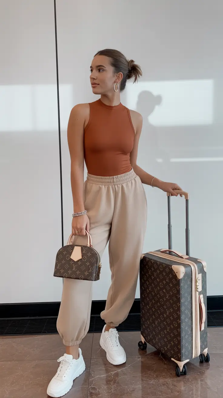 spring airport outfits 2026 Warm Earth Tones With Tailored Comfort