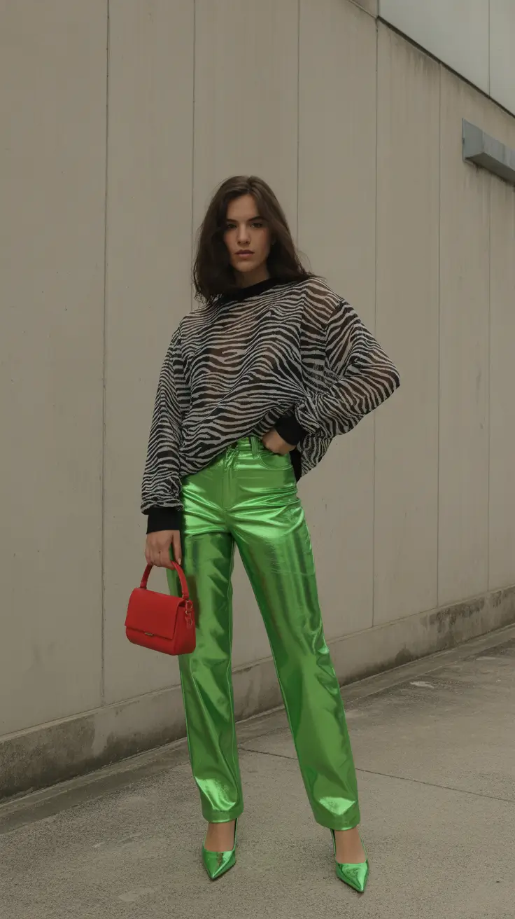 cold spring outfits 2026 Bold Metallic Confidence for Evening or Day