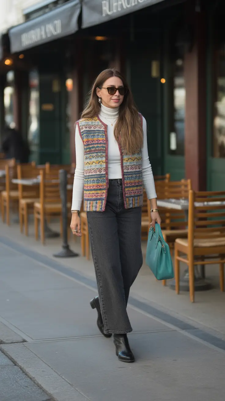 cold spring outfits 2026 Vintage Knit Charm for Cool City Afternoons