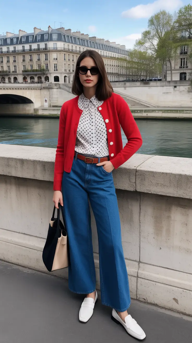 cold spring outfits 2026 Parisian-Inspired Color Pop for Bright Spring Mornings