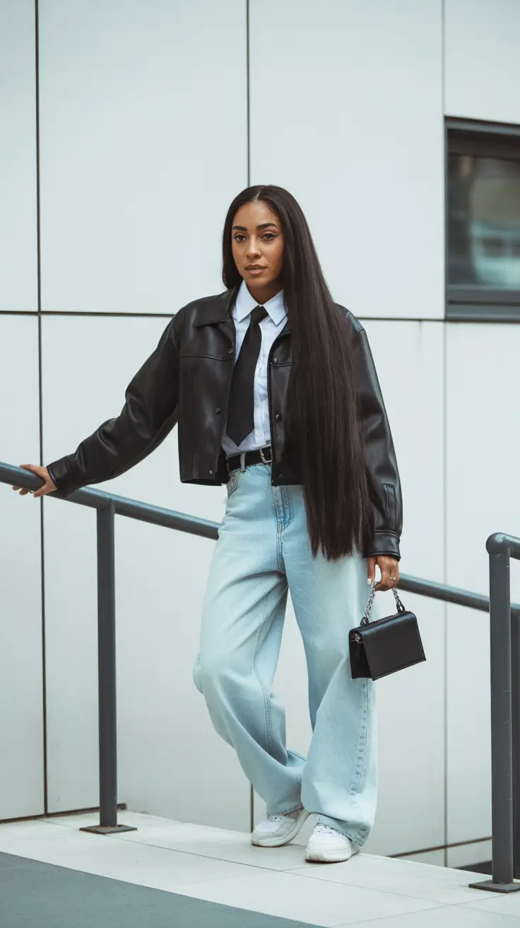 cold spring outfits 2026 Monochrome Modern Edge with Leather