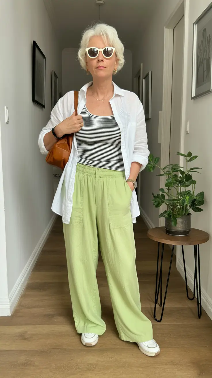 trendy spring outfits for old women 2026-Fresh Greens and Light Layers