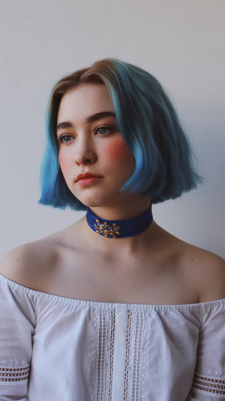 spring bob haircut Ocean-Blue Precision Bob with Dreamy Gradient