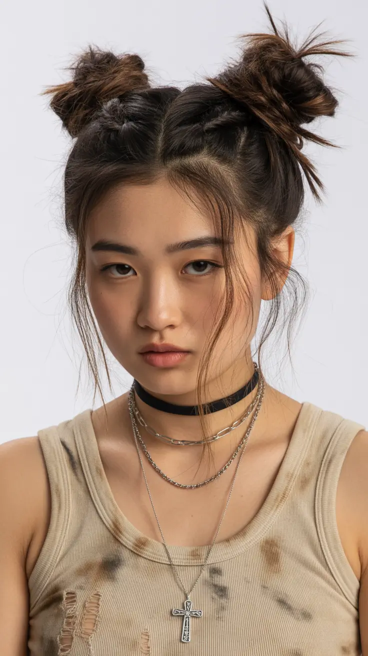 spring-brown-hair-color-2026-Double-Bun-Texture