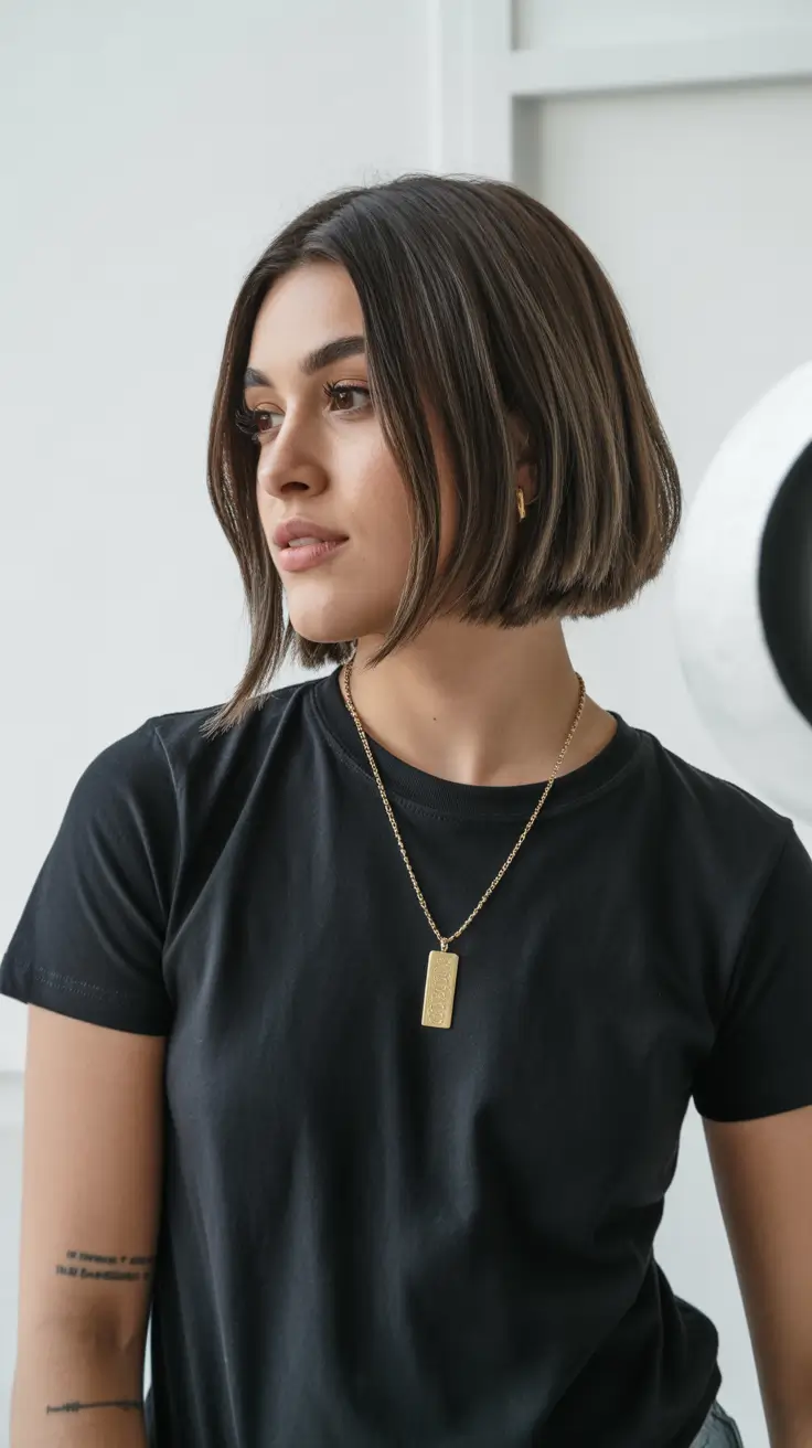 mid length spring haircut Polished Chocolate Bob with Clean Structure