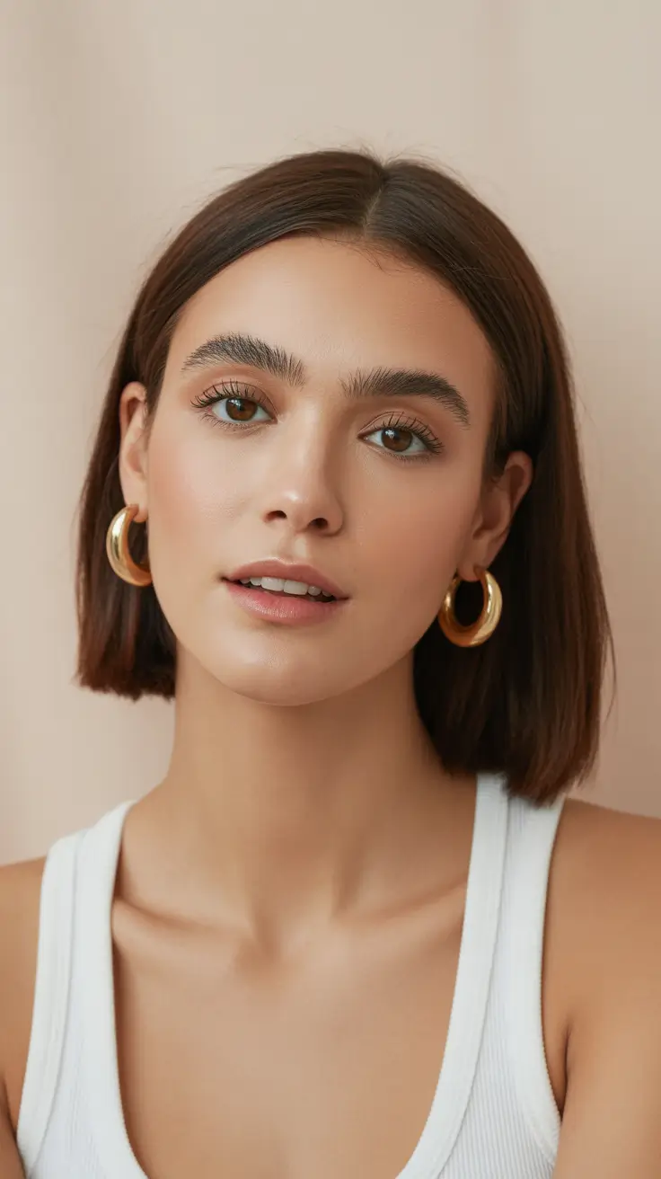 mid length spring haircut Clean-Cut Minimal Bob with Youthful Symmetry