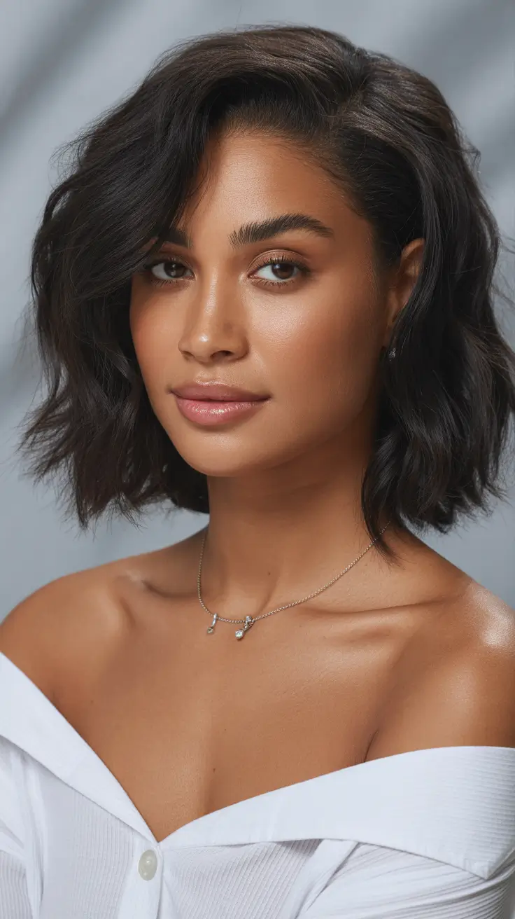 mid length spring haircut Soft Glam Waves with a Natural Side Lift