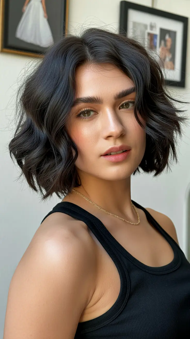 mid length spring haircut Modern Waves with Soft Dimension
