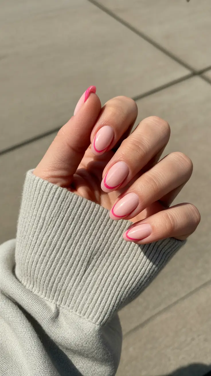 spring hot pink nails 2026 micro french design
