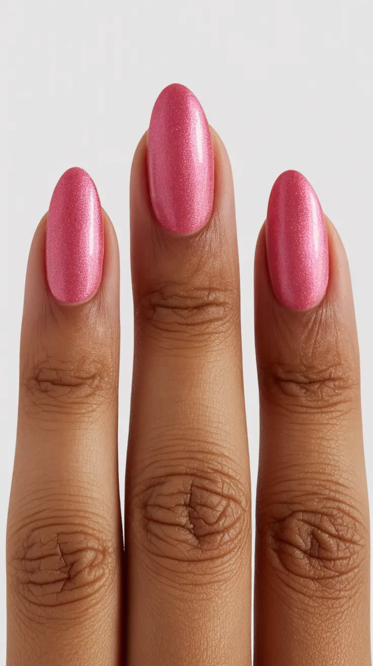 spring hot pink nails 2026 soft shimmer design