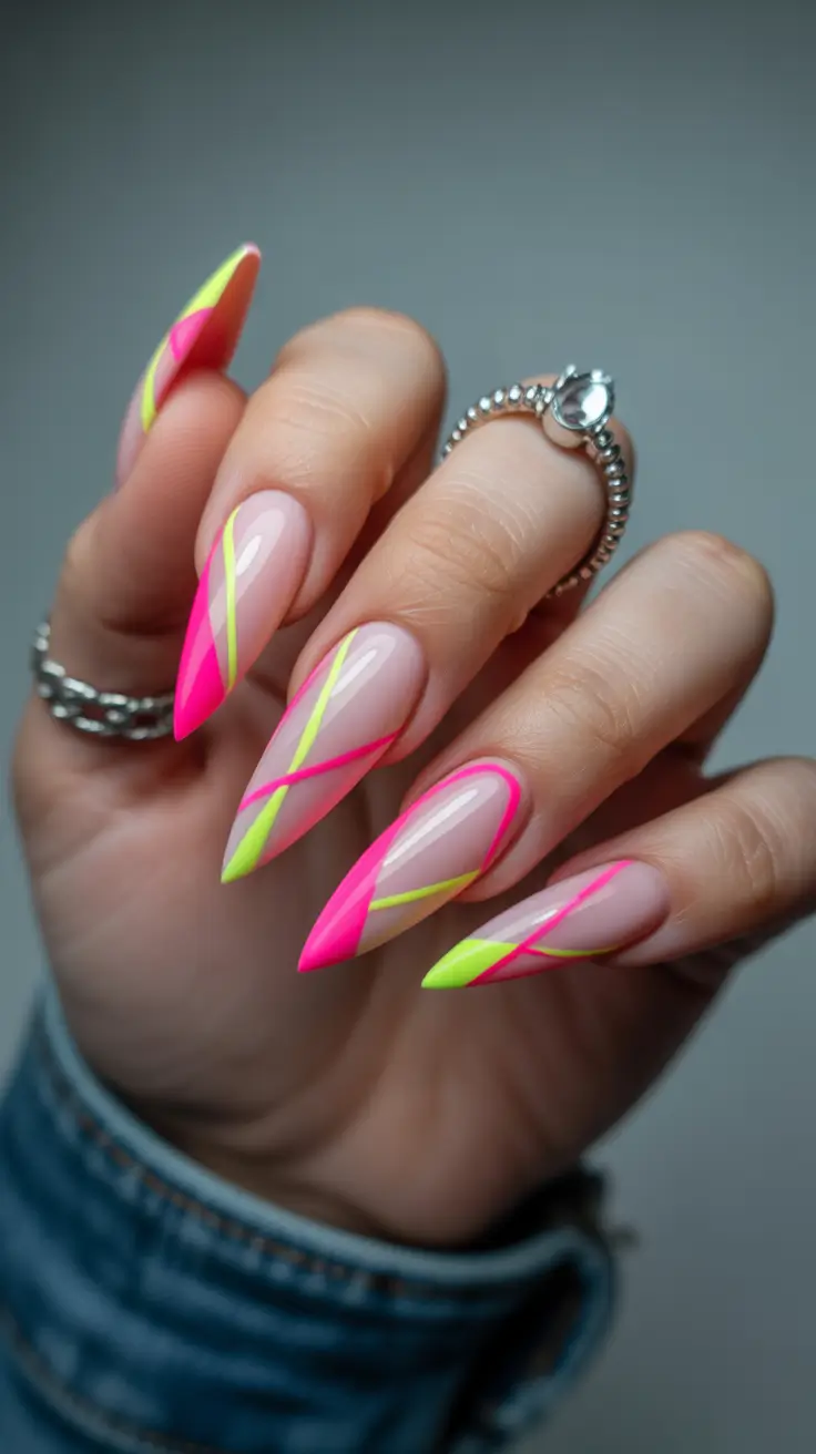 spring hot pink nails 2026 neon accent design