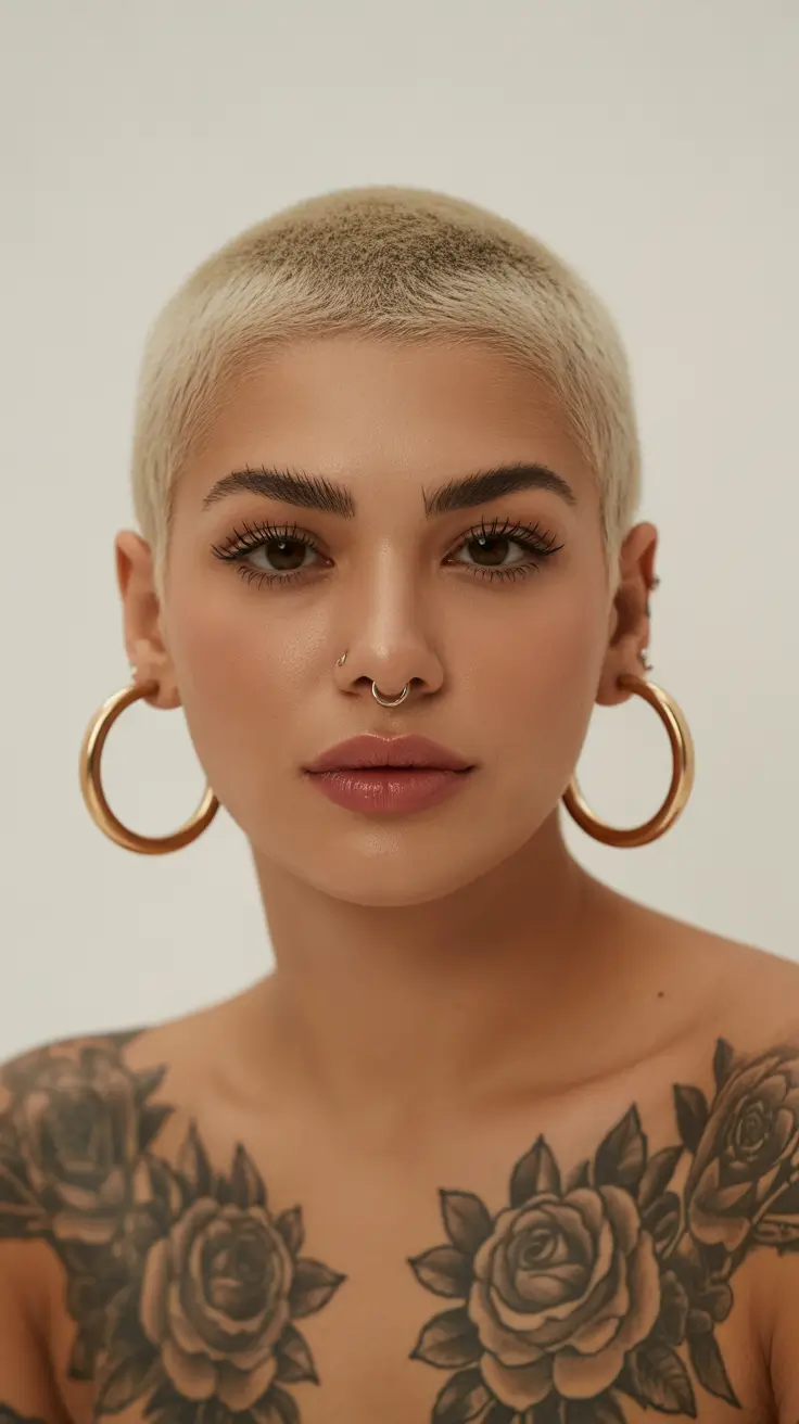 perfect spring short haircut 2026 Bleached Buzz Cut With Soft Spring Glow