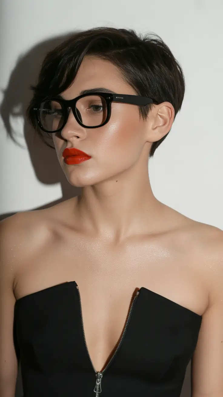 perfect spring short haircut 2026 Minimalist Espresso Pixie With Sharp Contours