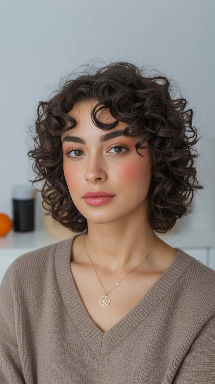 perfect spring short haircut 2026 Soft Spiral Curly Bob With Natural Volume