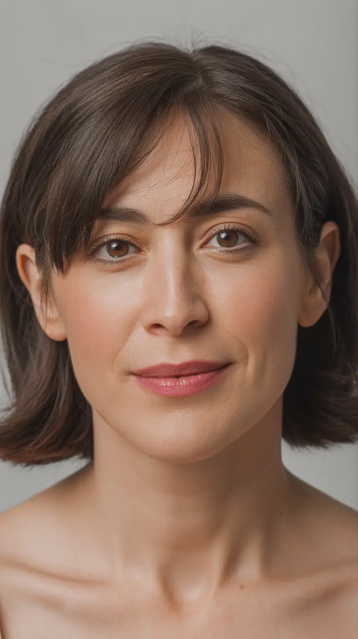 spring haircuts for women over 40 Soft Contoured Bob With Airy Bangs