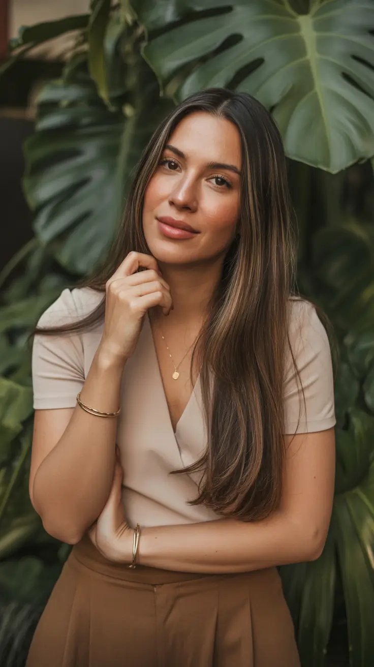 spring haircuts for women over 40 Sleek Long Layers With Subtle Face-Framing Contour