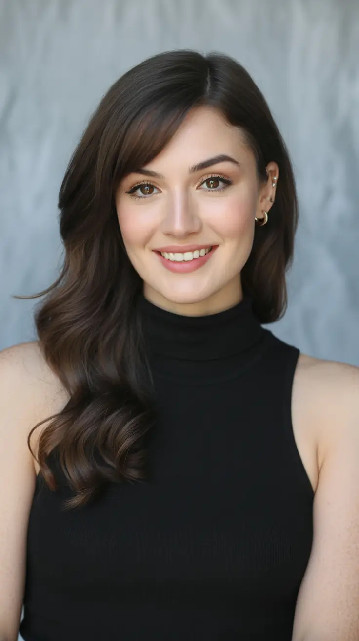 spring haircuts for women over 40 Elegant Long Waves With Gentle Side Bangs