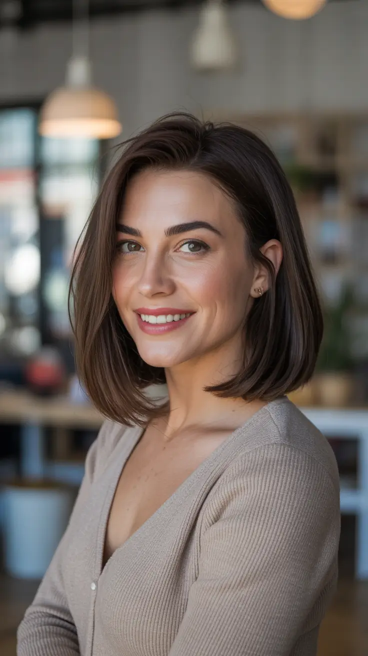 spring haircuts for women over 40 Classic Rounded Bob With Subtle Volume