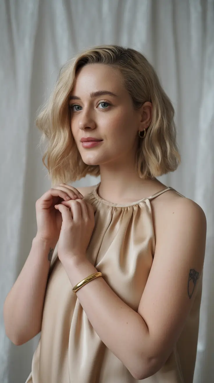 spring haircuts for women over 40 Chic Textured Bob With Soft Waves