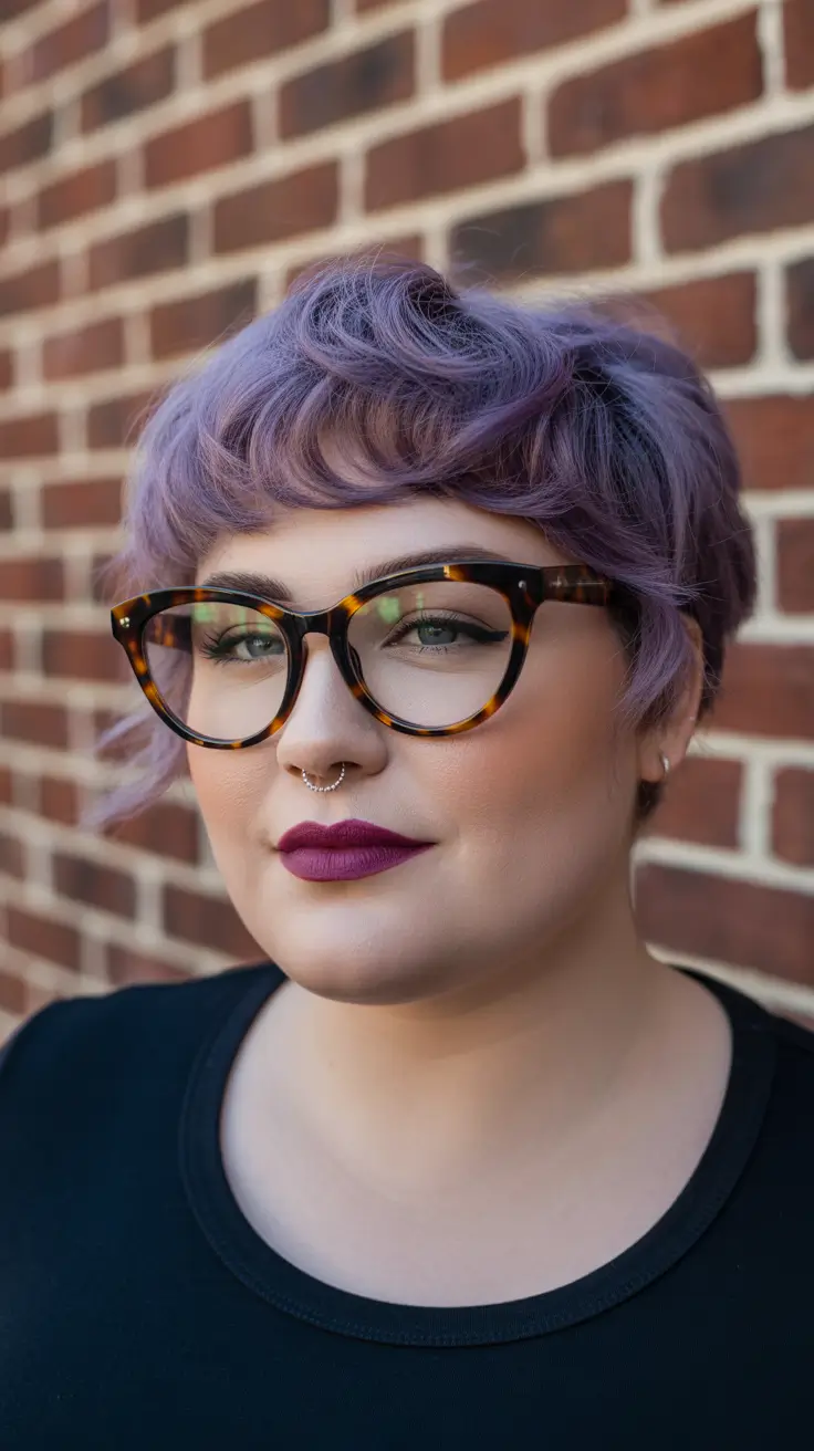 Spring Haircuts for Plus Size Women - Lavender Short Pixie
