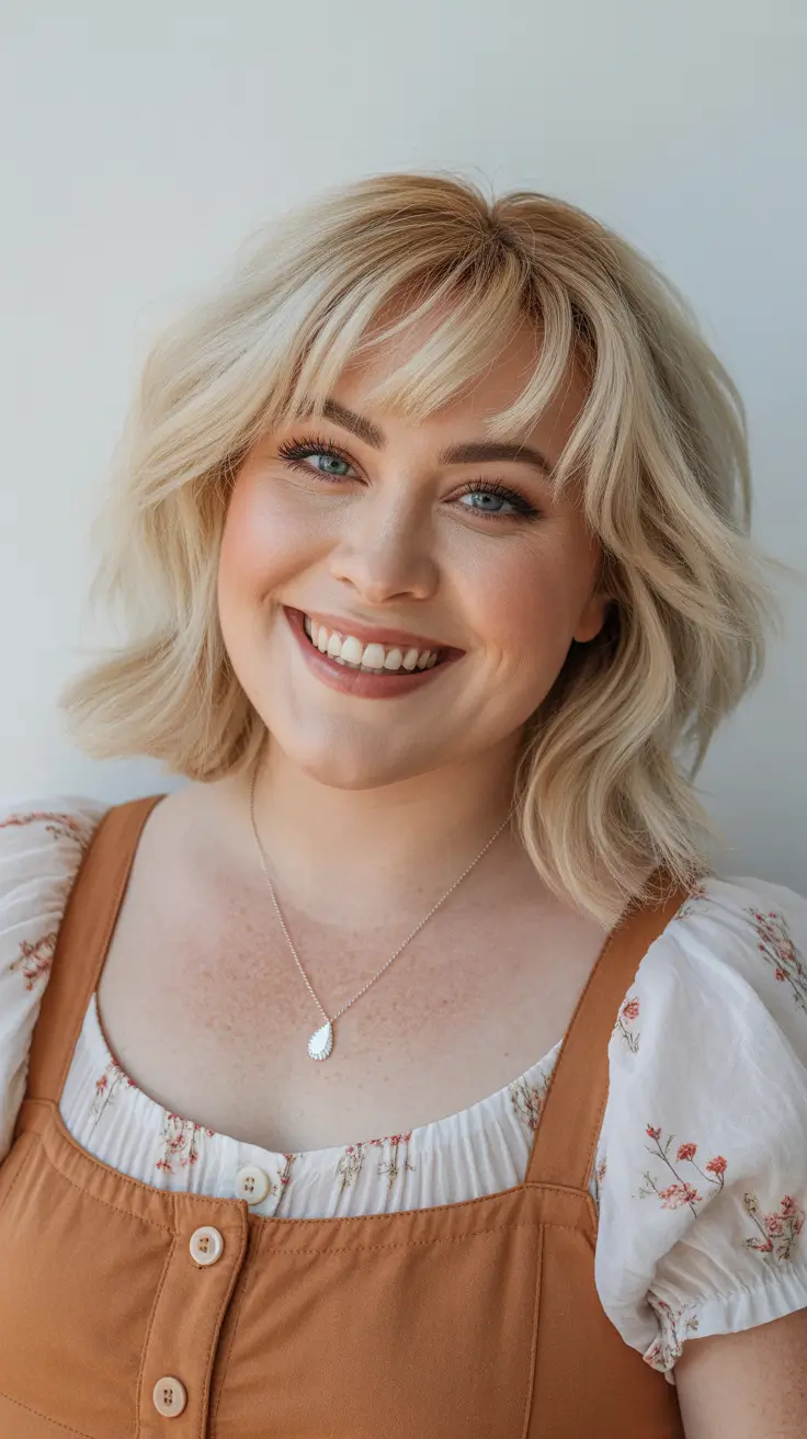Spring Haircuts for Plus Size Women - Blonde Shag Bob