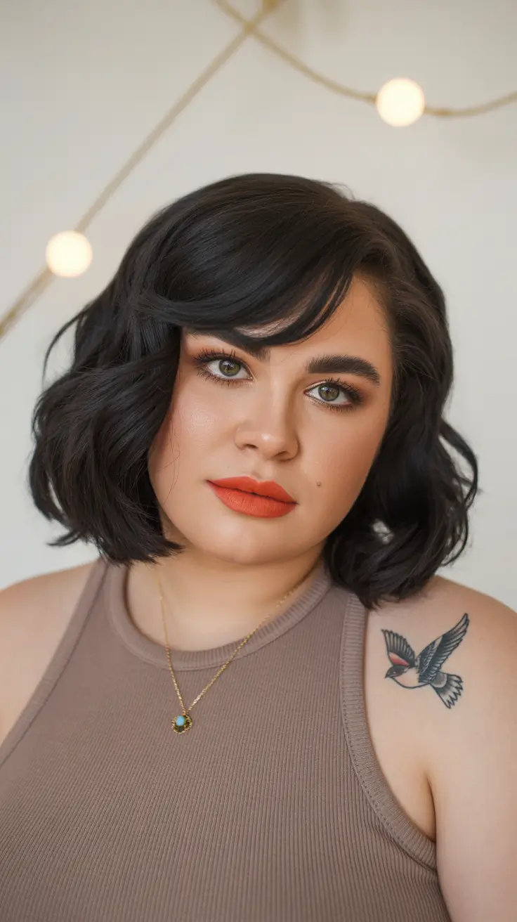 Spring Haircuts for Plus Size Women - Textured Dark Bob