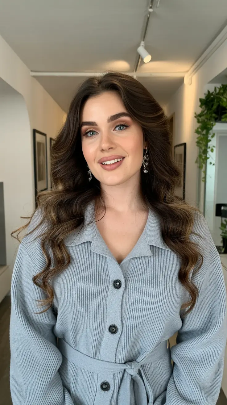 spring hair color trends 2026 Classic Brunette with Elegant Volume