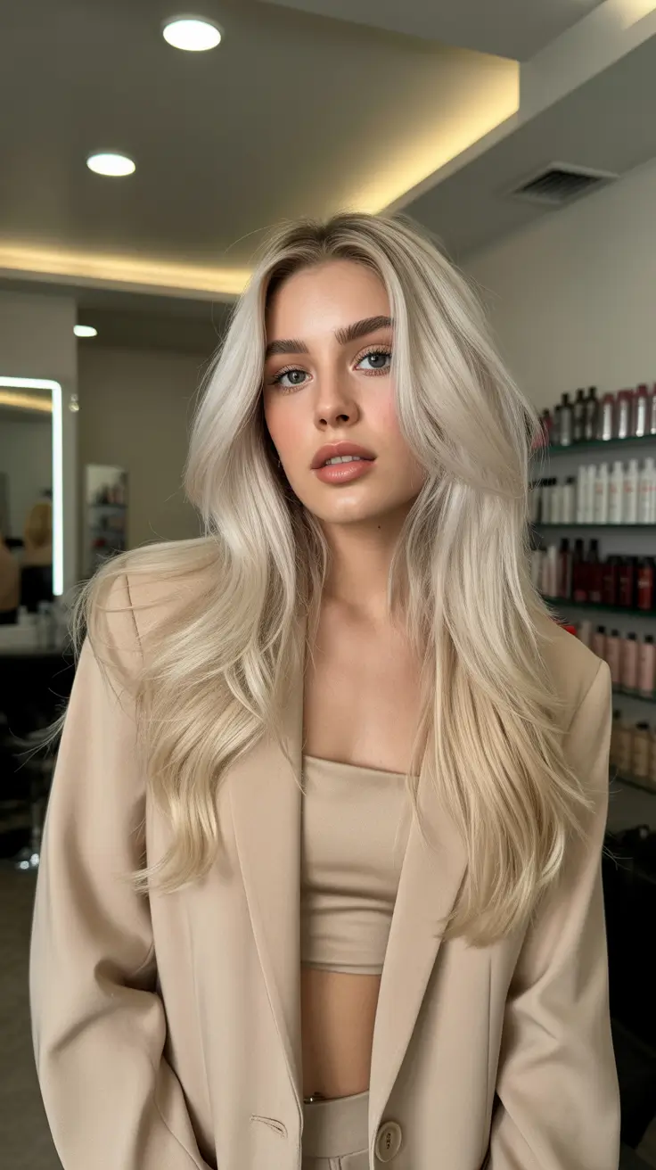 spring hair color trends 2026 Neutral Champagne Blonde with Tailored Layers