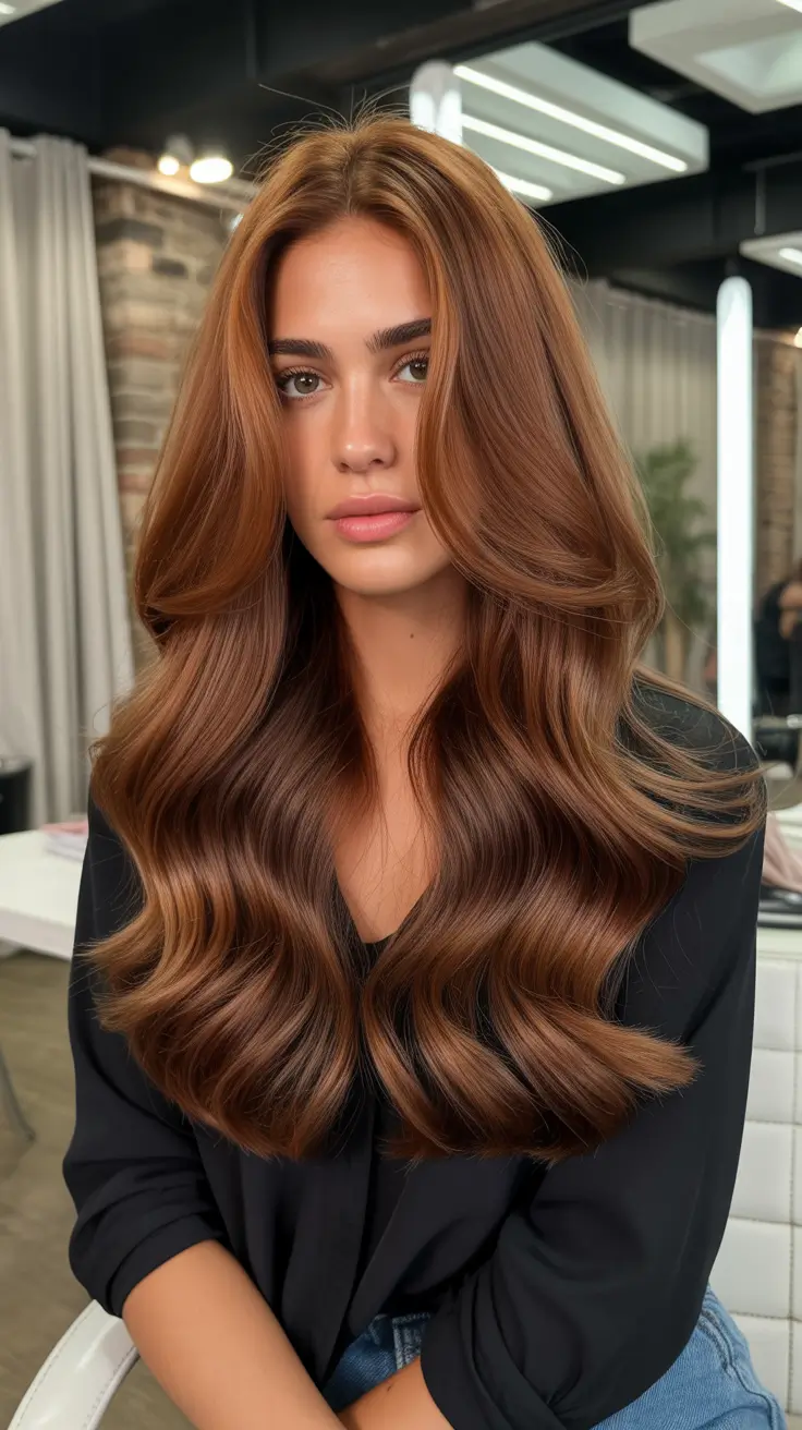 spring hair color trends 2026 Rich Copper Red with Sculpted Waves