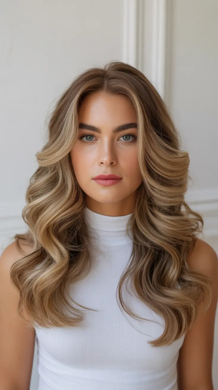 spring hair color trends 2026 Soft Bronde Waves with Sculpted Balance