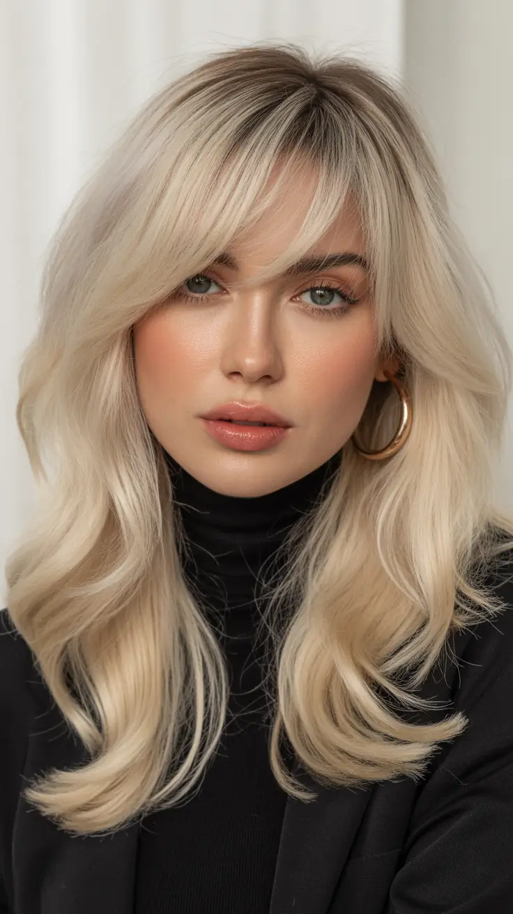 sophisticated spring hair color trends 2026 Feathered Blonde with Soft Fringe Movement