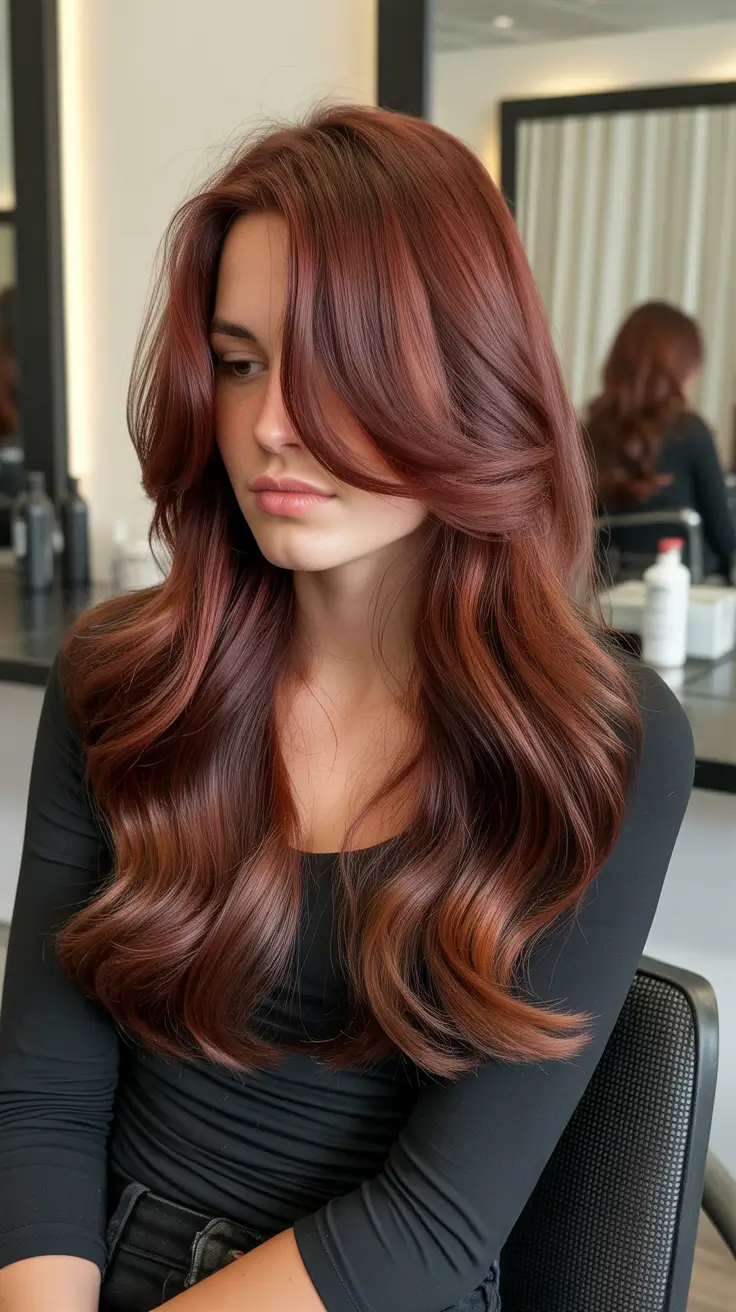 spring hair color trends 2026 Deep Copper Layers with Lived-In Movement