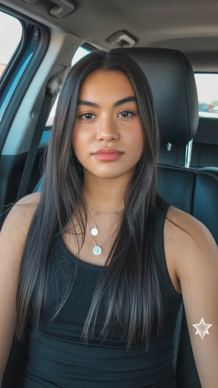 subtle spring brunette hair color 2026 Ultra-Straight Espresso Brunette with Minimalist Ease