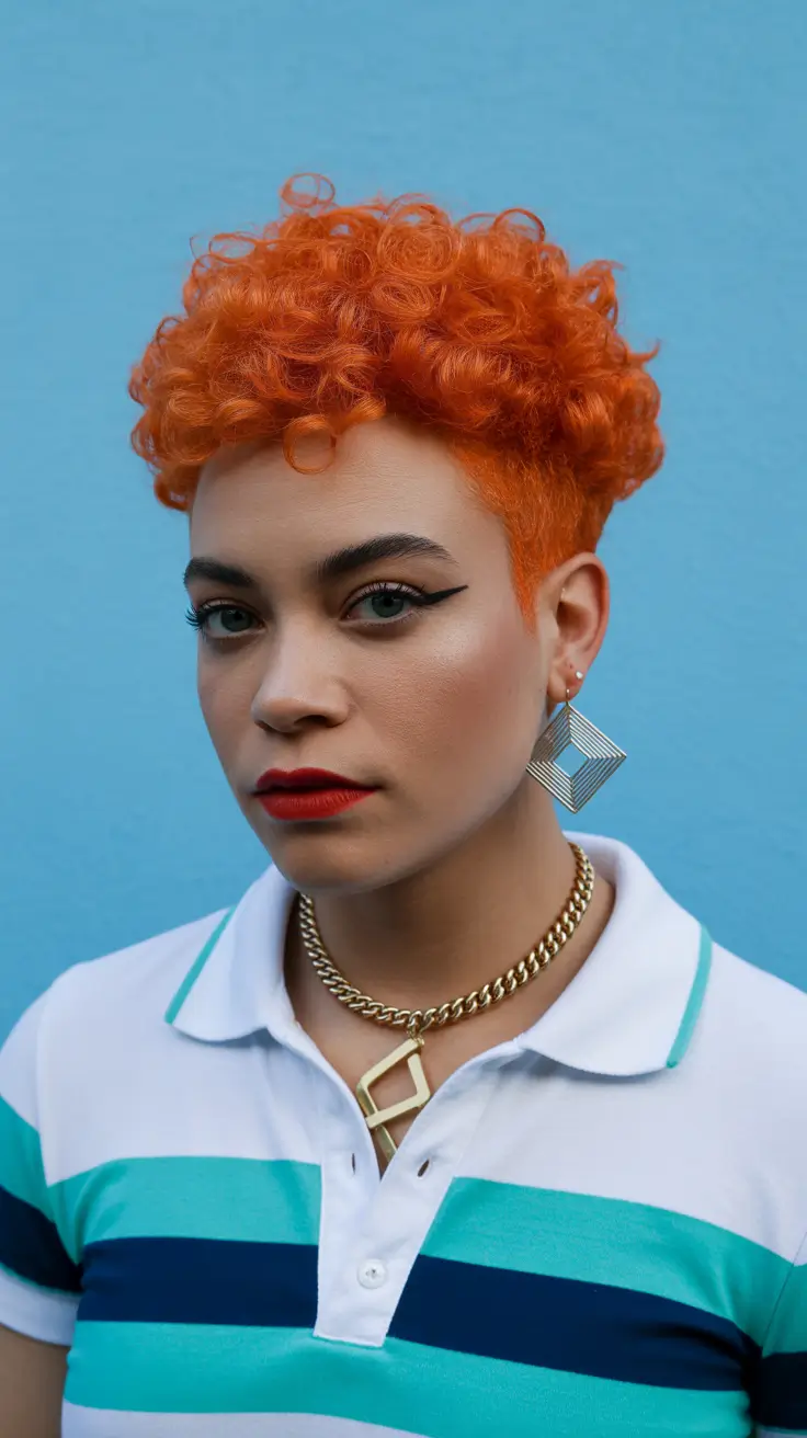 warm spring hair color ideas 2026 to look younger Vivid Copper Curls With Playful Energy