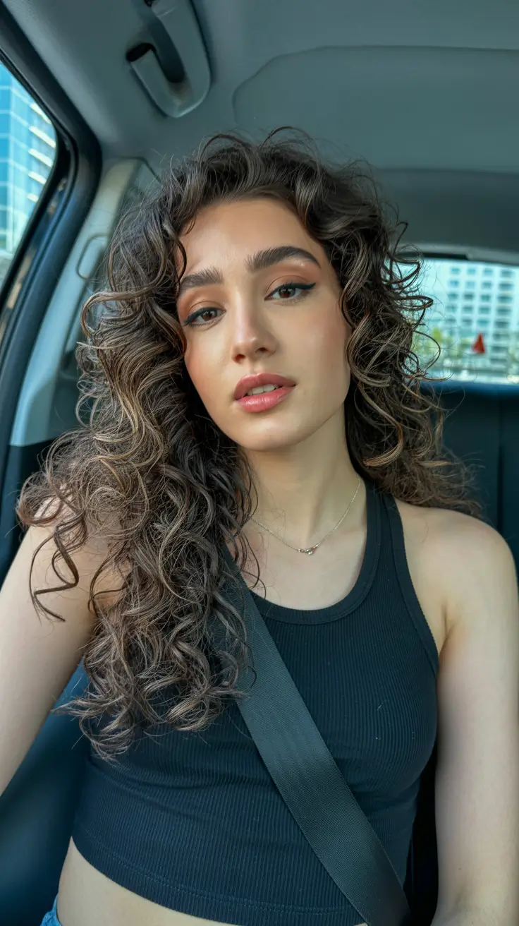 warm spring hair color ideas 2026 to look younger Warm Brunette Curls With Natural Dimension