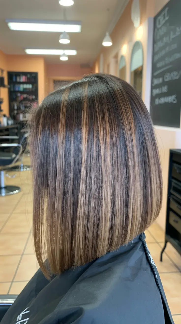 warm spring hair color ideas 2026 to look younger Polished Brunette Bob With Caramel Dimension