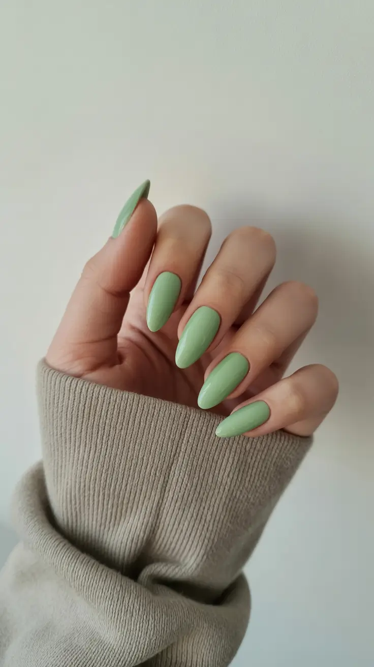 boho spring almond nails 2026 Fresh Matcha Minimalism