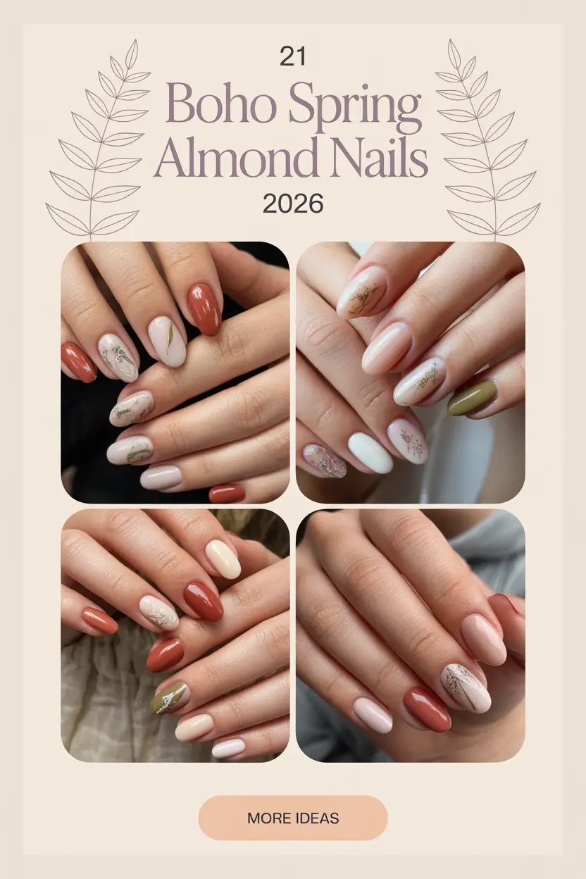 Boho Spring Almond Nails 2026: Free-Spirited Ideas for a Cute Pastel Manicure
